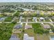 Scenic aerial view of a residential area with a lake, featuring tidy homes and lush landscaping at 7393 Mamouth St, Englewood, FL 34224