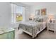 Cozy bedroom featuring a bright window view, neutral walls, and stylish furnishings at 12470 Wellen Golf St # 108, Venice, FL 34293