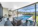 Relaxing screened-in pool area with ample seating and dining space, perfect for enjoying outdoor living at its finest at 146 Rotonda Cir, Rotonda West, FL 33947