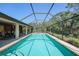 Enclosed backyard pool with a covered patio, providing a private outdoor space for relaxation and leisure at 13080 Proctor Ave, Port Charlotte, FL 33981