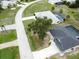 Aerial view of a property featuring a pool and well-manicured landscaping at 21 Sportsman Way, Rotonda West, FL 33947