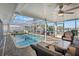 Inviting pool area features a screened enclosure, stylish seating, and lush landscaping for ultimate relaxation at 7530 Whitcomb St, Englewood, FL 34223