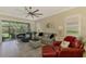 Spacious living room with large windows and comfortable seating and stylish decor at 13051 Creekside Ln, Port Charlotte, FL 33953
