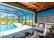 Screened-in patio featuring a swimming pool, and a cozy seating area at 1119 Boundary Blvd, Rotonda West, FL 33947