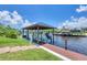 A private boat dock with a shaded area is perfect for storing and accessing your boat with ease and convenience at 12438 Prather Ave, Port Charlotte, FL 33981