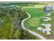 Scenic aerial view of a meticulously maintained golf course with lush green fairways and sand traps at 12550 Galapagos Ct # 104, Venice, FL 34293