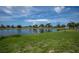 Scenic backyard featuring lush green grass and a serene view of a tranquil lake at 15 Oakland Hills Pl, Rotonda West, FL 33947