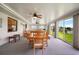 Sunroom with dining set, lake views, and comfortable seating, perfect for relaxation or entertaining at 15 Oakland Hills Pl, Rotonda West, FL 33947