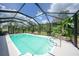 Screened-in pool area with clear water and lush landscaping, perfect for relaxing and enjoying the outdoors at 196 Lecturn St, Port Charlotte, FL 33954