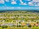 Scenic aerial view of a sprawling neighborhood, showcasing well-maintained homes and lush landscaping at 34 Broadmoor Ln, Rotonda West, FL 33947