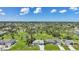 Aerial view of a lush neighborhood under blue skies at 55 Mark Twain Ln, Rotonda West, FL 33947