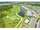 An elevated view showcases luxurious real estate near verdant golf courses, shimmering lakes, and verdant landscaping at 12470 Wellen Golf St # 107, Venice, FL 34293