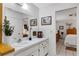 Bathroom vanity featuring a large mirror and tile floors at 1733 Belvidere Rd, Englewood, FL 34223