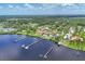 Aerial view of a scenic community with waterfront properties and lush greenery at 1784 Bayshore Dr, Englewood, FL 34223