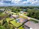 Aerial view of the house showing a large backyard, screened-in lanai, pool and lush landscaping at 4221 Ulster Ave, North Port, FL 34287
