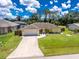 An aerial view of the house showcasing its manicured lawn, two car garage, and neighborhood at 4221 Ulster Ave, North Port, FL 34287
