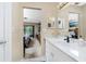This bathroom offers a seamless transition into the bedroom, enhancing the home's flow and design at 4221 Ulster Ave, North Port, FL 34287