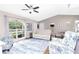 Bright living room with vaulted ceilings, large window, ceiling fan, and contemporary furnishings at 4227 Winona St, Port Charlotte, FL 33948