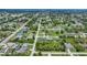 A tranquil aerial shot revealing serene streets lined with trees and vibrant lawns at 7437 Bass St, Englewood, FL 34224