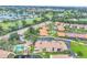 Stunning aerial view of community with pool, lush landscaping, golf course and lake views, showcasing resort-style living at 2004 Longpointe Cir # E2, Venice, FL 34293