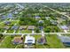 Aerial view showcases homes with pristine landscaping in a canal-front neighborhood at 9151 Melody Cir, Port Charlotte, FL 33981