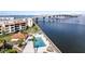 Aerial view of the community pool and waterfront at 103 1St E St # 204, St Petersburg, FL 33715
