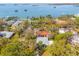 Scenic aerial view of homes surrounded by lush trees and situated near a bay with docks and boats at 8285 28Th N Ave, St Petersburg, FL 33710