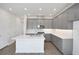Modern kitchen features gray cabinets, white countertops, and stainless appliances at 9043 Duany Ln, Lakewood Ranch, FL 34240