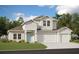 Charming two-story home featuring a three-car garage, manicured lawn, and a welcoming facade at 7458 Sea Manatee St, Parrish, FL 34219