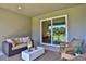 Covered patio features a sliding glass door and comfortable seating at 7434 Sea Manatee St, Parrish, FL 34219