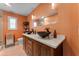 Bathroom with double sinks, quartz countertop, and modern fixtures at 351 Harbor Psge, Clearwater Beach, FL 33767