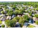 Aerial view displaying the property within its surrounding neighborhood, featuring lush landscapes and proximity to water at 1652 Open Field Loop, Brandon, FL 33510