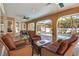 Covered patio boasts comfortable seating and views of the pool area at 909 Dawn St, Venice, FL 34285