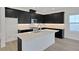 An open kitchen featuring black cabinets and a white island with a sink at 196 Eagleston Ln, Lakewood Ranch, FL 34240