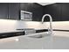 An open kitchen featuring black cabinets, stainless appliances, and a white countertop at 196 Eagleston Ln, Lakewood Ranch, FL 34240