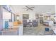 Bright living room, open to kitchen with vaulted ceilings, comfortable seating, and decor at 8461 Buttonquail Dr, Englewood, FL 34224