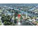 Aerial shot of a waterfront home with surrounding canals, highlighting the coastal community at 3427 Minnow Creek Dr, Hernando Beach, FL 34607