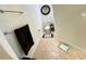 Bright bathroom featuring updated fixtures, a round mirror and a towel rack at 6698 Wirevine Dr, Brooksville, FL 34602