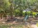Community playground featuring swings, slides and mature trees providing ample shade at 17904 Singing Wood Pl, Lutz, FL 33548