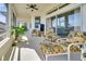 Relaxing covered patio with comfortable seating, ceiling fan, and sliding glass doors, perfect for outdoor enjoyment at 802 Eagle Ln, Apollo Beach, FL 33572