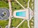 Aerial view of the pool and tiki hut area within the community at 1400 Gulf Blvd # 701, Clearwater Beach, FL 33767