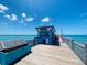 Visit this relaxing pier view with a bait shop, ocean, and blue skies, perfect for a relaxing getaway at 401 Sunset Dr, Venice, FL 34285