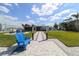 Well-manicured backyard featuring beautiful landscaping and outdoor seating at 817 Blue Heron Blvd, Ruskin, FL 33570