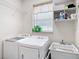 Functional laundry room with sink, modern washer, and dryer at 18441 New London Ave, Land O Lakes, FL 34638