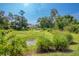 Spacious backyard with pond and landscaping adds a serene element at 1188 Royal Blvd, Palm Harbor, FL 34684
