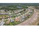 Full aerial view depicting homes in an active community alongside a well-maintained parkway at 6335 Cardinal Crest Dr, New Port Richey, FL 34655