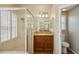 Bathroom featuring a glass shower and adjacent toilet at 6335 Cardinal Crest Dr, New Port Richey, FL 34655
