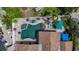 Aerial view of home featuring a custom pool and patio area at 1120 81St S St, St Petersburg, FL 33707