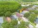 Aerial view of a single Gathering home in a neighborhood with trees and lush landscaping at 18941 Twinberry Dr, Tampa, FL 33647