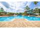 Gathering community pool with waterslide and tower set against a sunny sky with palm trees at 18941 Twinberry Dr, Tampa, FL 33647
